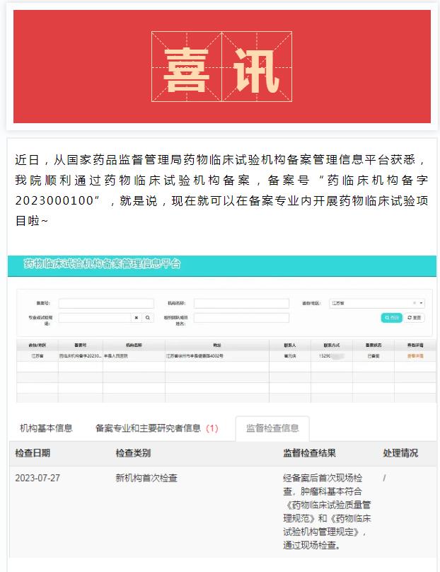 【喜讯】丰县人民医院药物临床试验机构成功备案！