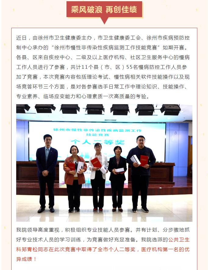 【喜报】我院在徐州市慢性非传染性疾病监测工作技能竞赛中喜获佳绩